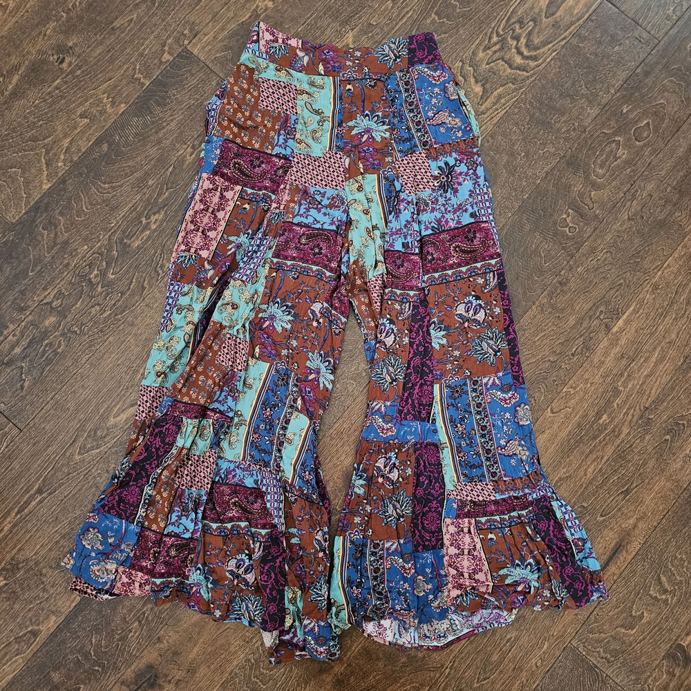 Easel Multicolor Bohemian Wideleg Pants